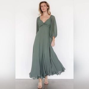 Elegant Estefania Dark Sage  Maxi Dress Baltic Born